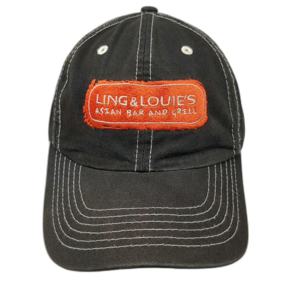 Black Baseball Cap One Size Ling & Louie's Asian Bar Grill Slideback Stitching